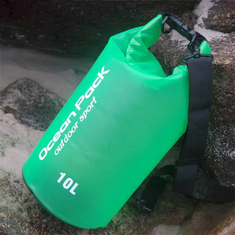 Waterproof Single Shoulder Dry Bag Dry Sack Barrel Bag 10L Capacity (Green)