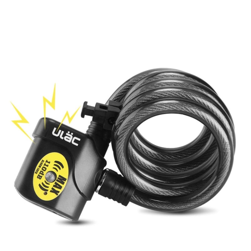 Bicycle Alarm Cable Lock Mountain Bike Lock Cycling Supplies (Black)