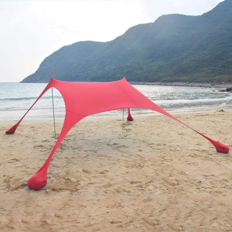 Outdoor Beach Lycra Canopy Camping Tent Sunshade Fishing Tent 210x200x150cm (Red)