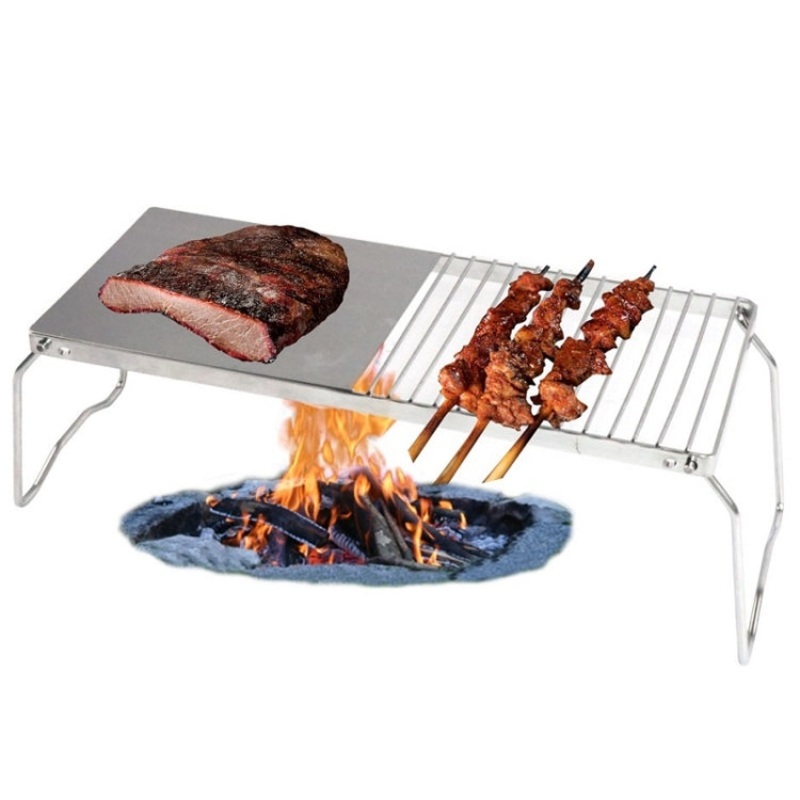 Outdoor Camping Convenient Folding Stainless Steel Barbecue Stand (Color/Size)