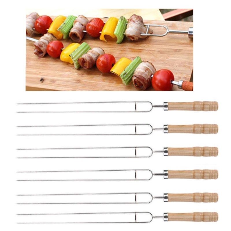 Stainless Steel Barbecue Skewers Barbecue Fork U-shaped Barbecue Fork Set (6pcs)