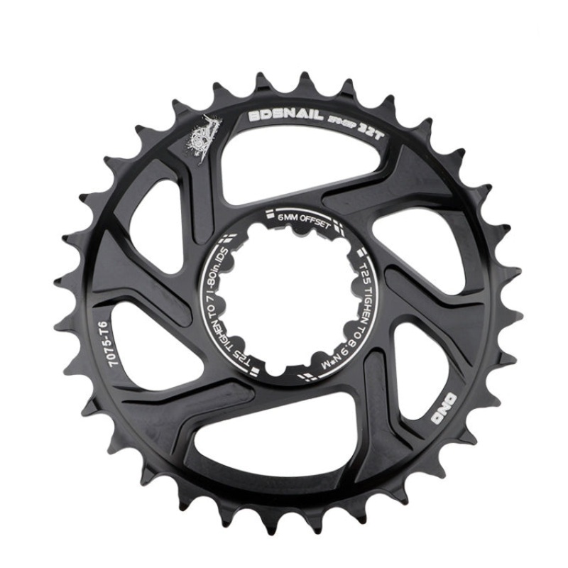 BDSNAIL Mountain Bike Single Disk GXP Direct-Shaped Integrated Disk Positive And Negative Tooth Disc, Colour: 32T (Black)