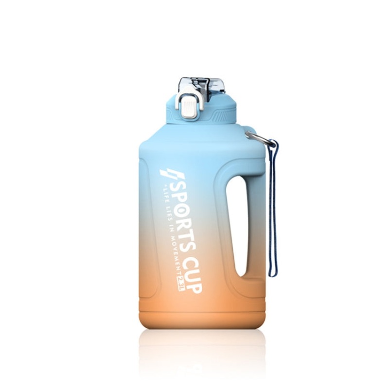 Large Capacity Gradient Straw Cup Sports Bottle With Scale (Blue) - 2300ml