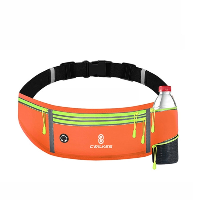 Sports Fitness Waterproof Waist Bag Phone Pocket with Water Bottle Bag (Orange)