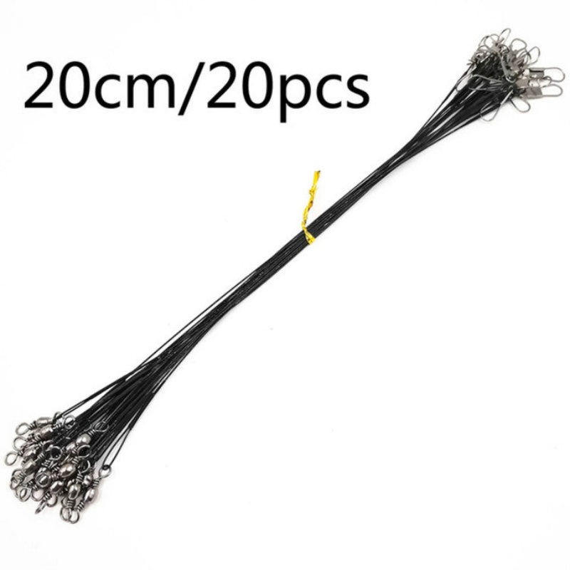 20 PCS Luya Front Wire With Pin Wire Anti-bite Wire, Size:20CM(Black)