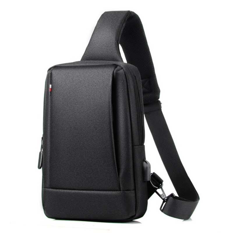 Black Oxford Cloth Chest Bag Business Casual One-shoulder Crossbody Bag (One Size)