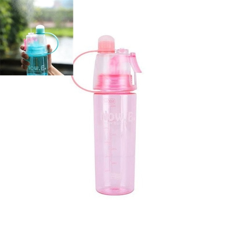 Creative Spray Water Bottle Sports Bottle Portable with Lid Summer Hydration Beauty Plastic Cup 400 ML (Pink)