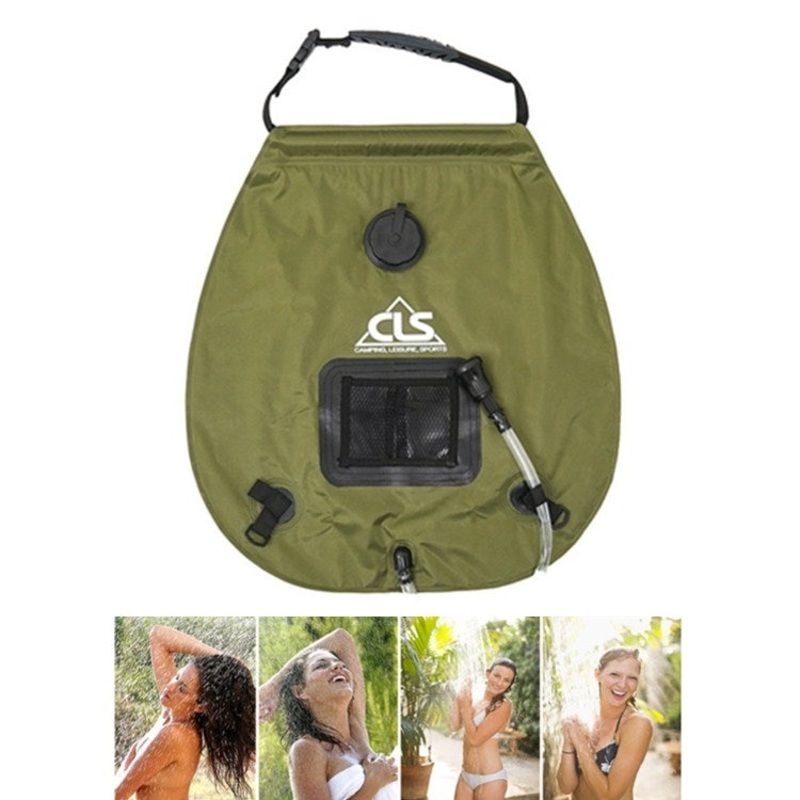 Outdoor Camping Solar Hot Water Bottle 20L Water Storage Bag (Army Green)