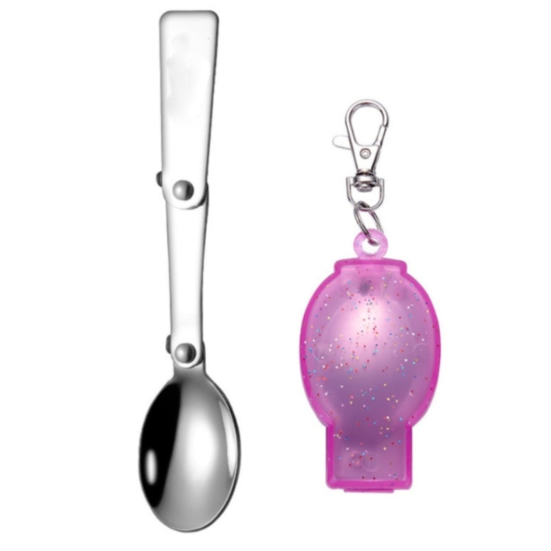 Stainless Steel Folding Fork Spoon Integrated Duo Picnic Portable Tableware (Random Color)