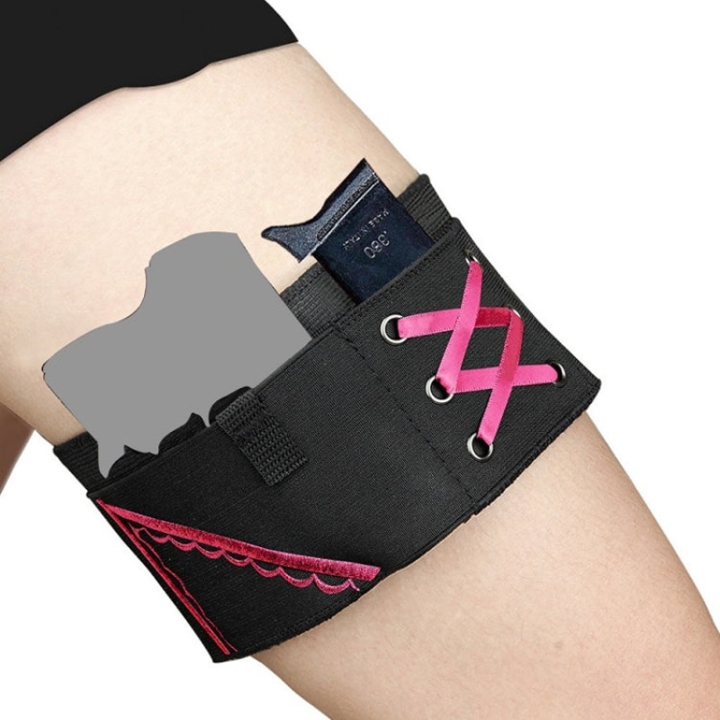 Women Embroidery Sexy Portable Invisible Defensive Legging Cover (L-Pink)