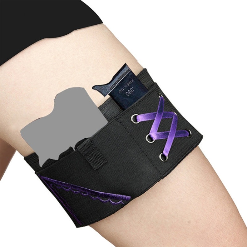 Women Embroidery Sexy Portable Invisible Defensive Legging Cover (Purple, L)