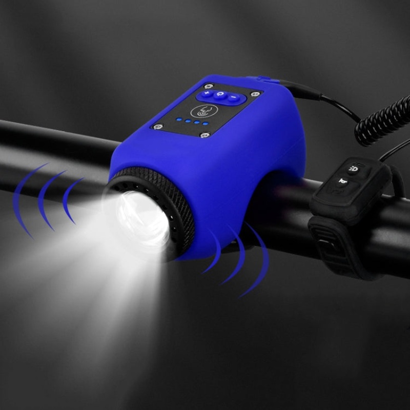2 in 1 Bicycle Rechargeable Waterproof High Decibel Bell with Highlight Light for Enhanced Safety (Blue)