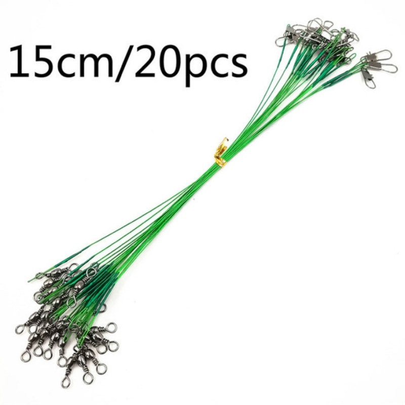 20 PCS Luya Front Wire With Pin Wire Anti-bite Wire, Size:15CM(Green)