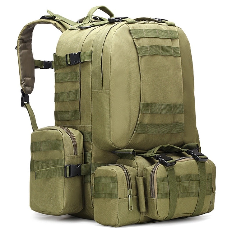 Army Green Hiking Mountaineering Combination Backpack for Outdoor Camping Trip (Oxford Cloth)