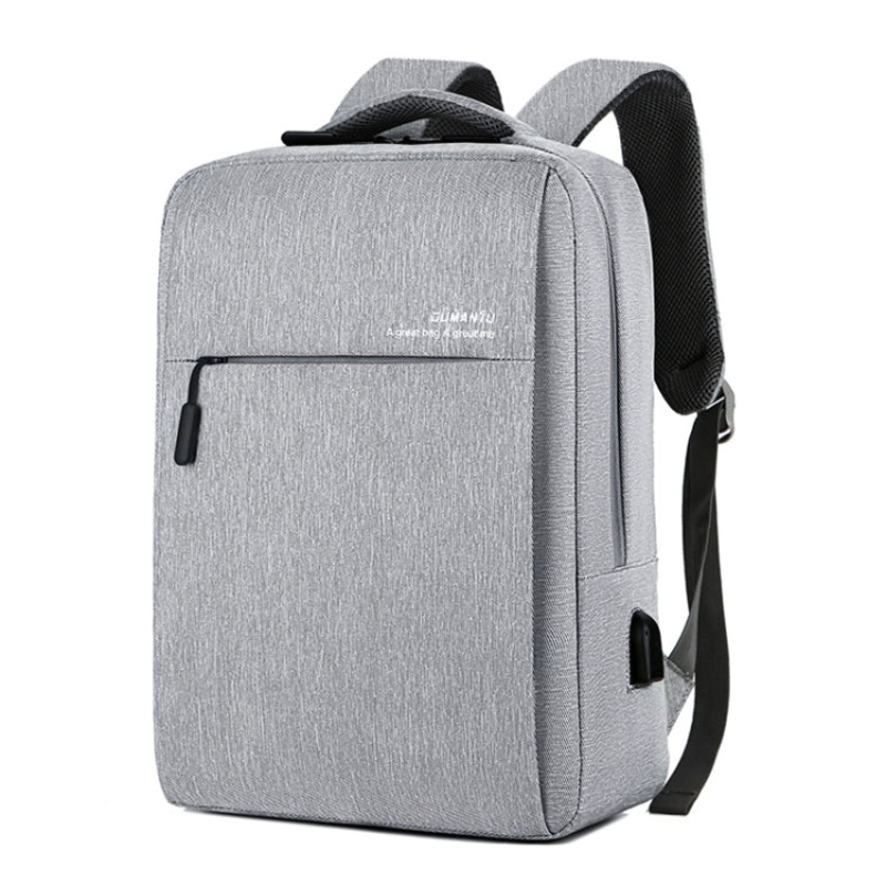 Business Laptop Bag Men Casual Backpack with External USB Port (Light Grey)