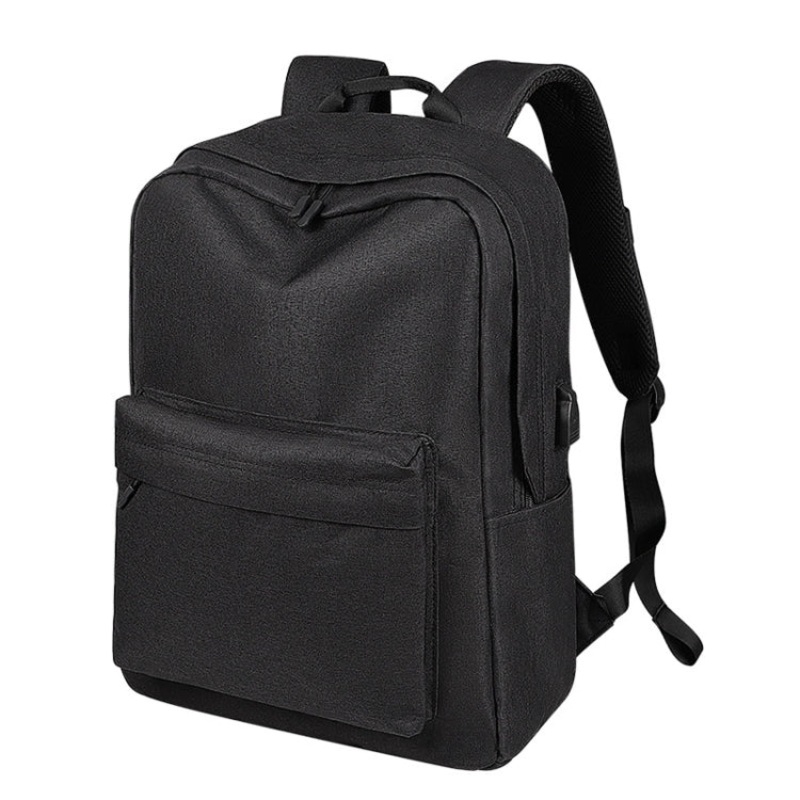Casual Waterproof Backpack with USB Charging (Mysterious Black)