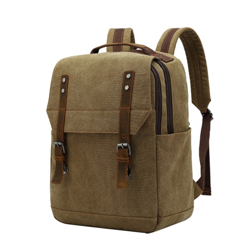 Large Capacity Canvas Backpack Outdoor Leisure Travel Computer Bag (Coffee)