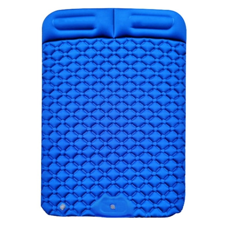 Outdoor Camping Foot-step Automatic Inflatable Cushion Portable TPU Inflatable Double Bed (Dark Blue)