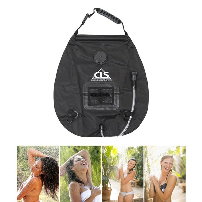 Outdoor Camping Solar Hot Water Bottle 20L Water Storage Bag (Black)