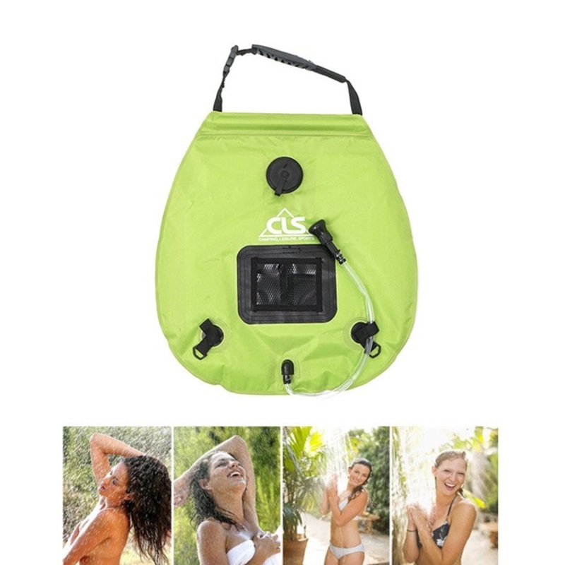 Outdoor Camping Solar Hot Water Bottle 20L Water Storage Bag (Grass Green)
