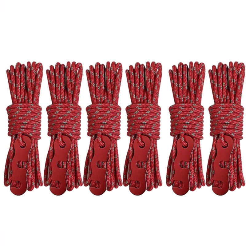 Outdoor Camping Tent Canopy Wind Rope Luminous Multi-Function Wind Rope Buckle Tent Fixed Rope (S Buckle) - Red
