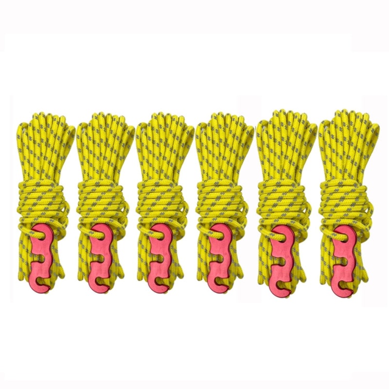 Outdoor Camping Tent Canopy Wind Rope Luminous Multi-Function Wind Rope Buckle Tent Fixed Rope (S Buckle-Yellow)