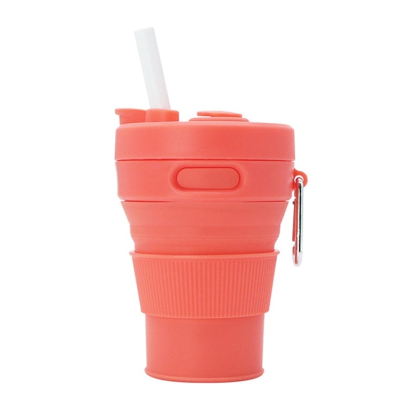 Portable Silicone Telescopic Drinking Coffee Cup Multi-function Silica Cup Travel (Red)