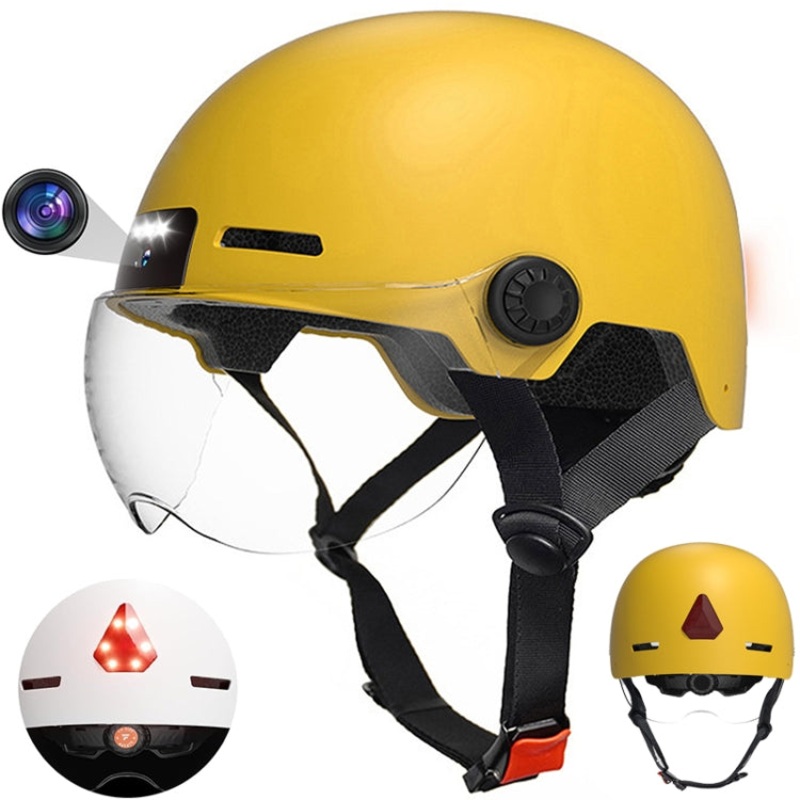 1080P HD Camera Recorder Cycling Smart Helmet (Yellow) - Size 54-63cm