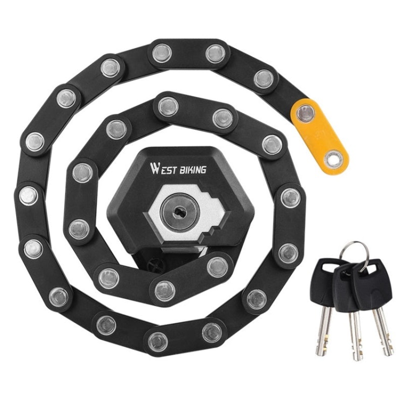 Bicycle Anti-Theft Key Lock Motorcycle Chain Folding Lock (Black)