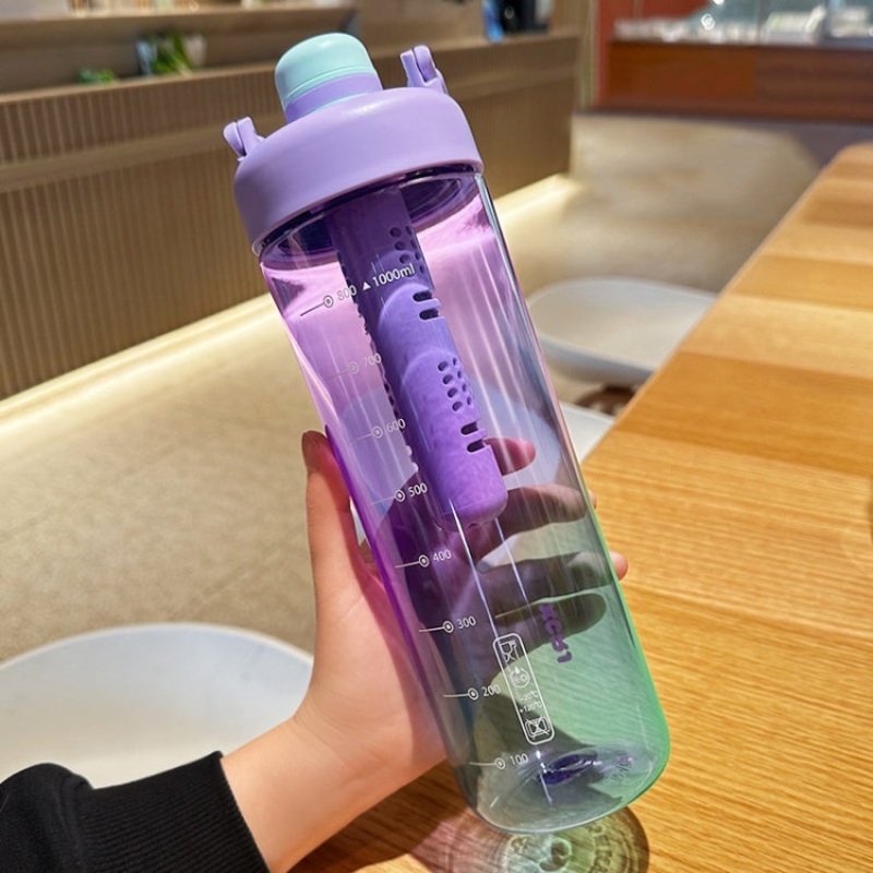 Large Capacity Tea Leaking Cup Outdoor Portable Kettle (Fog Purple) 1000ml Gradient Color
