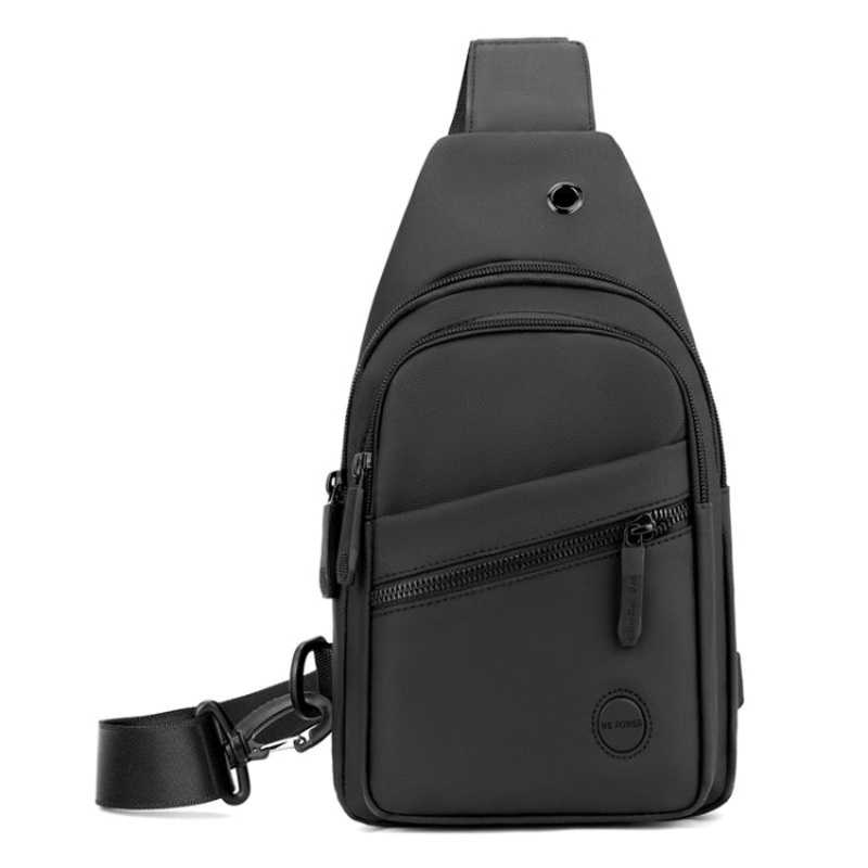 Men Crossbody Shoulder Bag Daily Chest Bag (Black)
