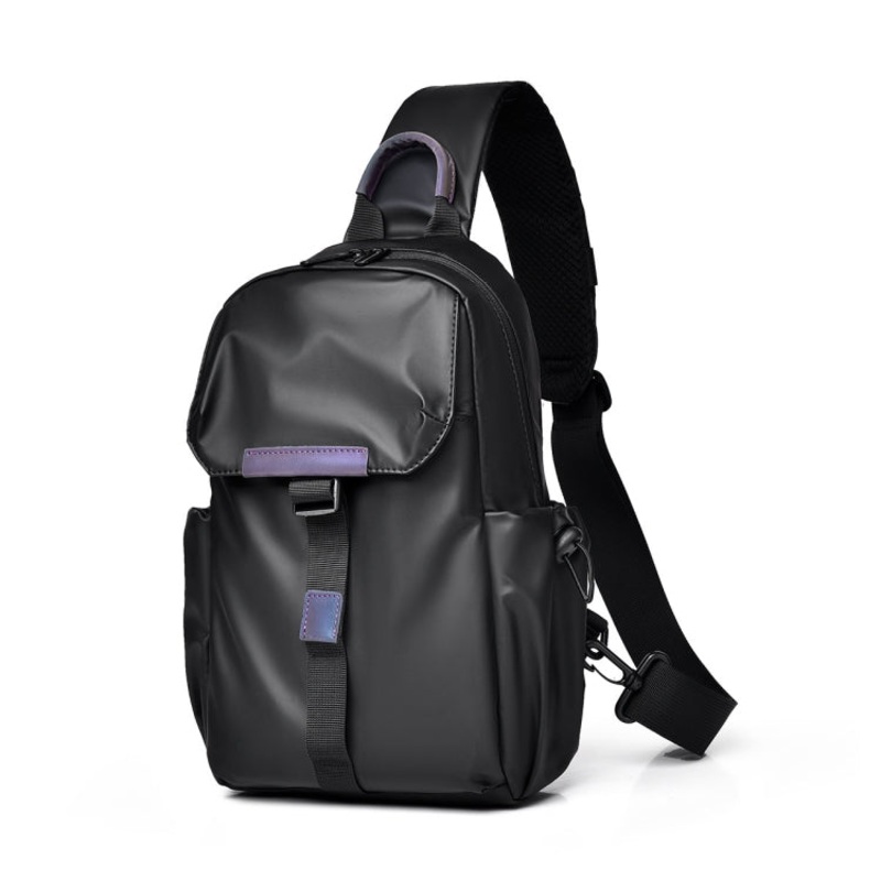 Men Messenger Chest Bag Large Capacity Lightweight Waterproof Cycling Shoulder Bag (Black)