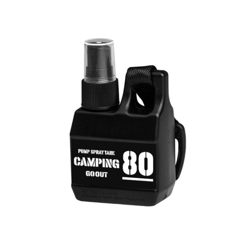 Portable Spray Bottle Refillable Camping Alcohol Squeeze Bottle with Buckle (Black) 80ml