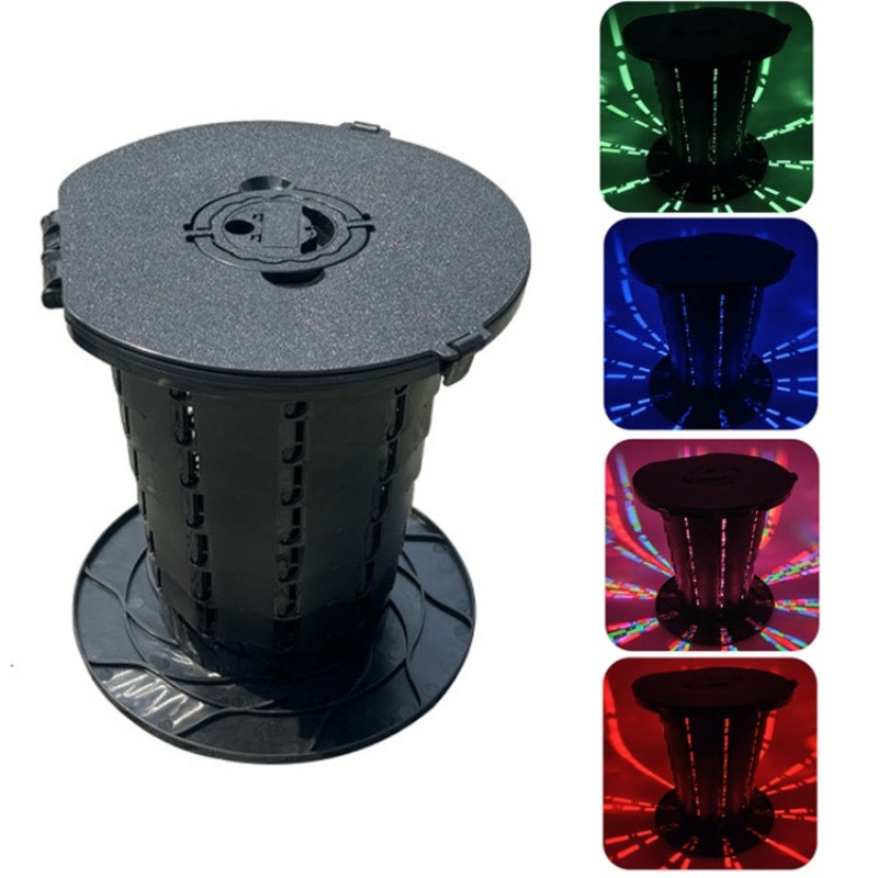 Retractable Portable Travel Toilet Collapsible Stool for Outdoors Camping with Light Black (One Size)