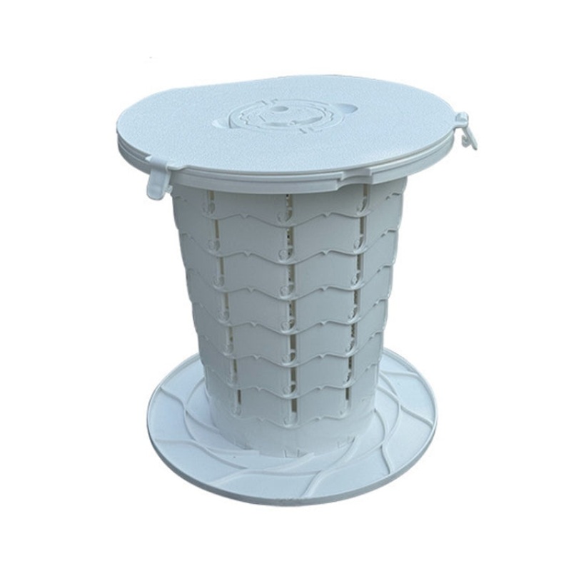 Retractable Portable Travel Toilet Collapsible Stool for Outdoors Fishing Camping White (Ordinary)