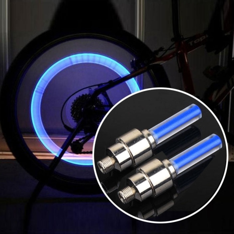 2 Pcs Wheel Tyre Lamp with Battery for Car Motorbike Bike Blue Light (Blue)