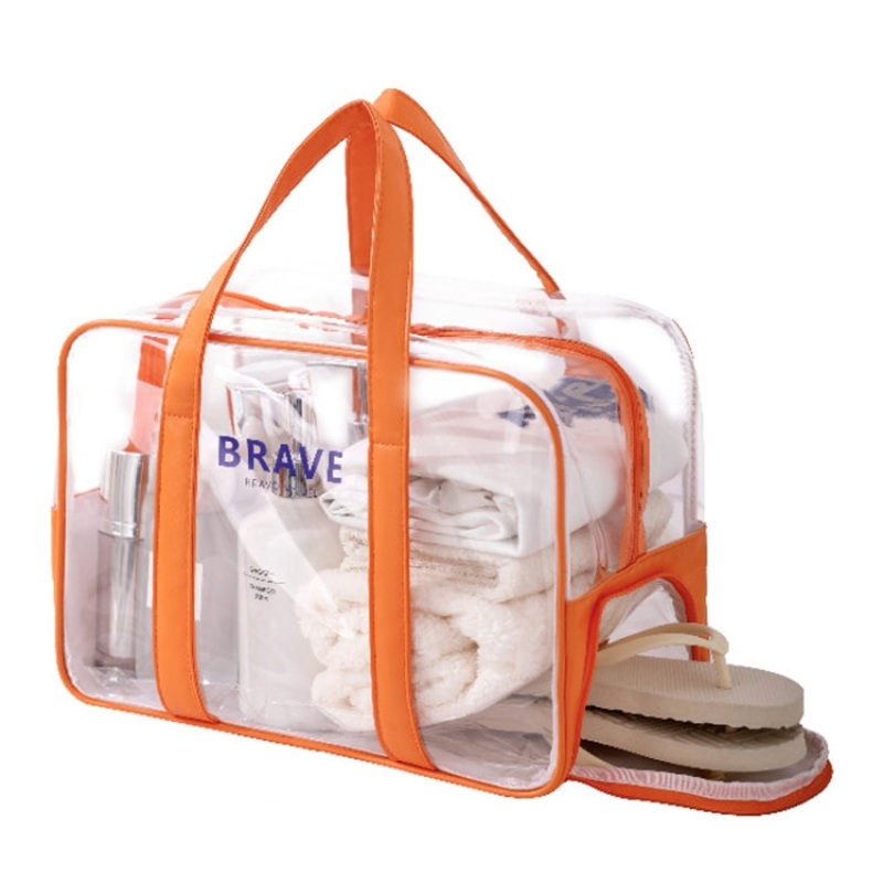 Large Capacity Sports Tote Swimming Bag Waterproof Toiletry and Makeup Organizer Bag - Orange (One Size)