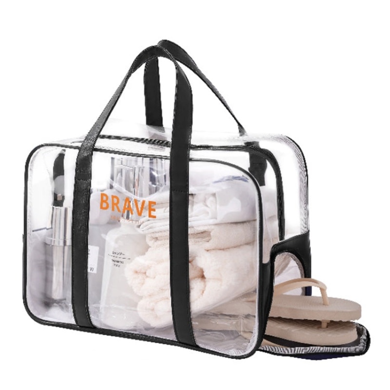 Large Capacity Sports Tote Swimming Bag Waterproof Toiletry and Makeup Organizer (Black)
