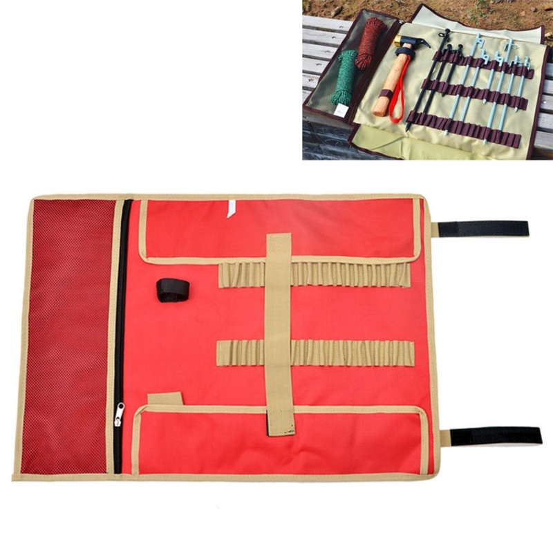 Large Outdoor Camping Ground Nail Storage Bag Tent Hammer Toolkit Bag (Red)