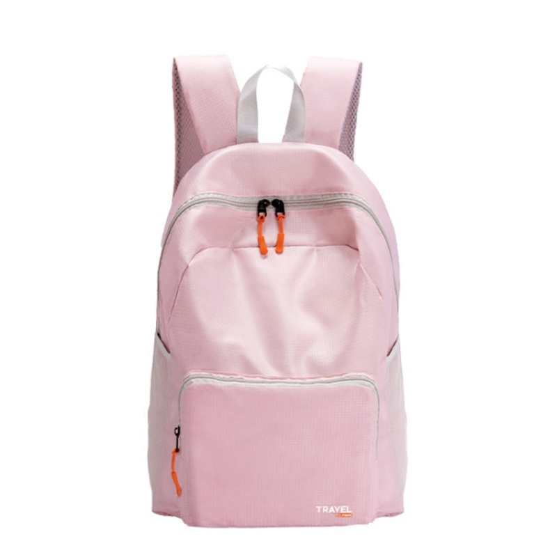 Lightweight Folding Backpack Student Schoolbag Large Capacity Outdoor Travel Camping Hiking Backpack (Pink)