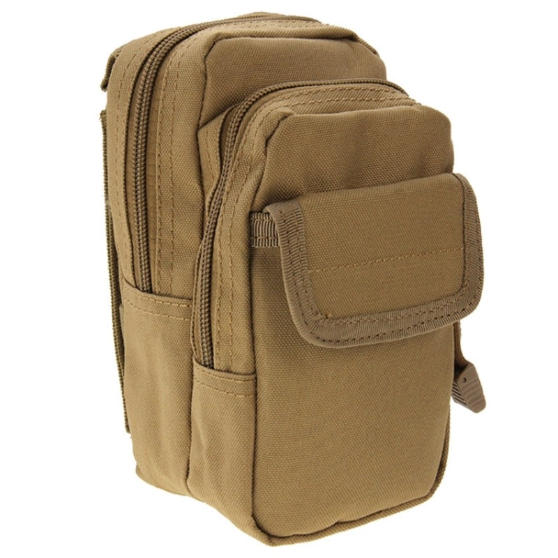 Multi-function High Density Strong Nylon Fabric Waist Camera Mobile Phone Bag 9.5 x 18.5 x 8cm (Khaki)