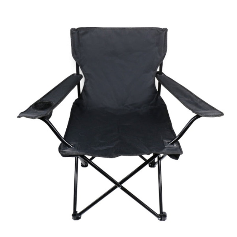 Portable Black Picnic Beach Chair with Handrest and Backrest