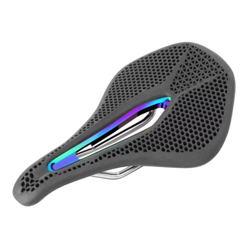 PROMEND SD-577 Bicycle Honeycomb Bionic Structure Saddle Hollow Steel Bow Breathable Comfort Saddle, Size: M(Black Surface Colorful Shell Bottom)