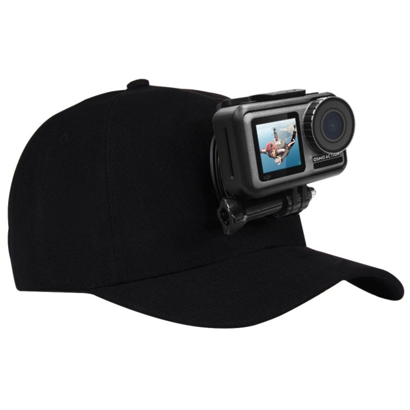 PULUZ Baseball Hat with J-Hook Buckle Mount & Screw for GoPro, DJI OSMO Action and Other Action Cameras (Black)