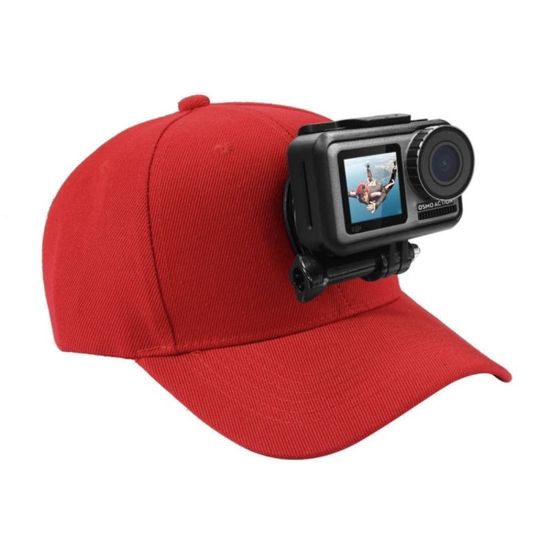 PULUZ Baseball Hat with J-Hook Buckle Mount & Screw for GoPro, DJI OSMO Action and Other Action Cameras (Red)