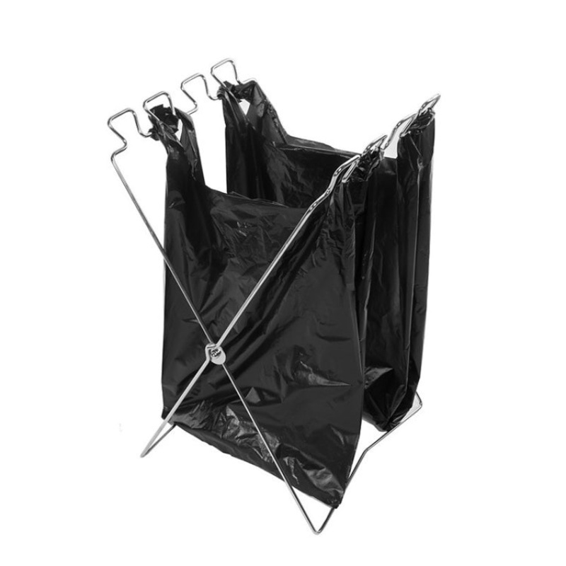 Stainless Steel Foldable Garbage Bags Hanger (58x32 cm) for Outdoor Camping