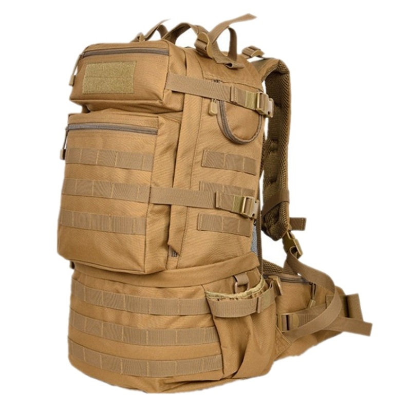 Waterproof Nylon Backpack Shoulders Bag Outdoors Hiking Camping Travelling Bag, Capacity 45L (Khaki)