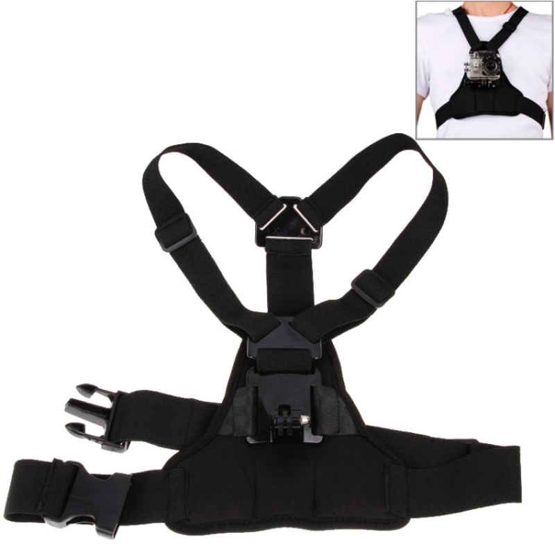GP26-D Special Sports Shoulders DV Chest Belt for GoPro, Insta360, DJI and Other Action Cameras (Black)