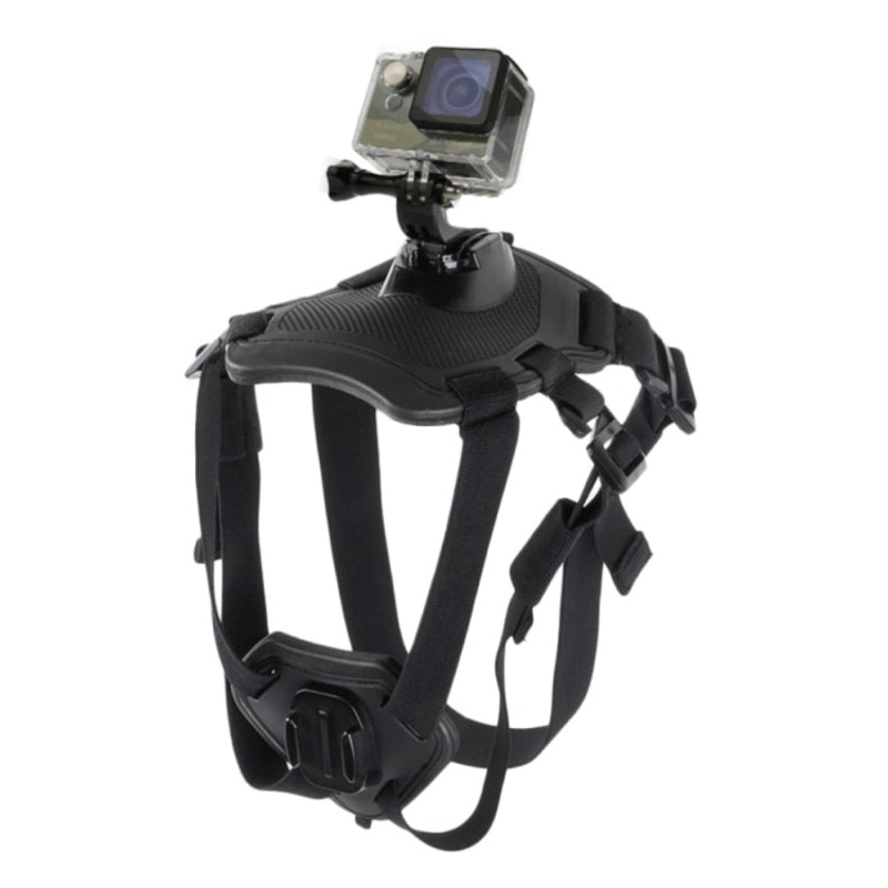 PULUZ Hound Dog Fetch Harness Adjustable Chest Strap Mount for GoPro, Insta360, DJI and Other Action Cameras (Black)
