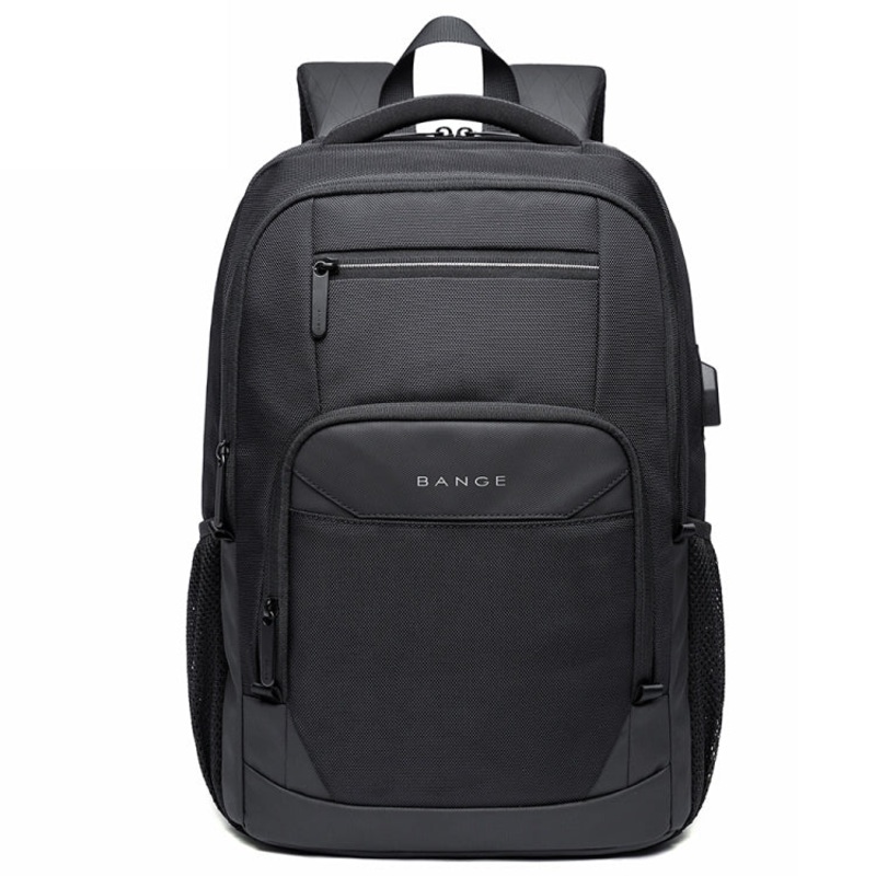 Black 16 Inch Oxford Fabric Waterproof Backpack with USB Port